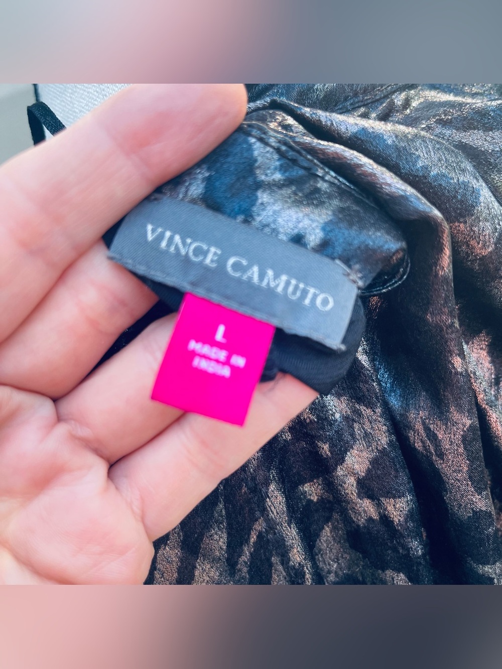 Vince Camuto Black and Silver Leopard Satin Maxi Dress - Picture 4 of 7
